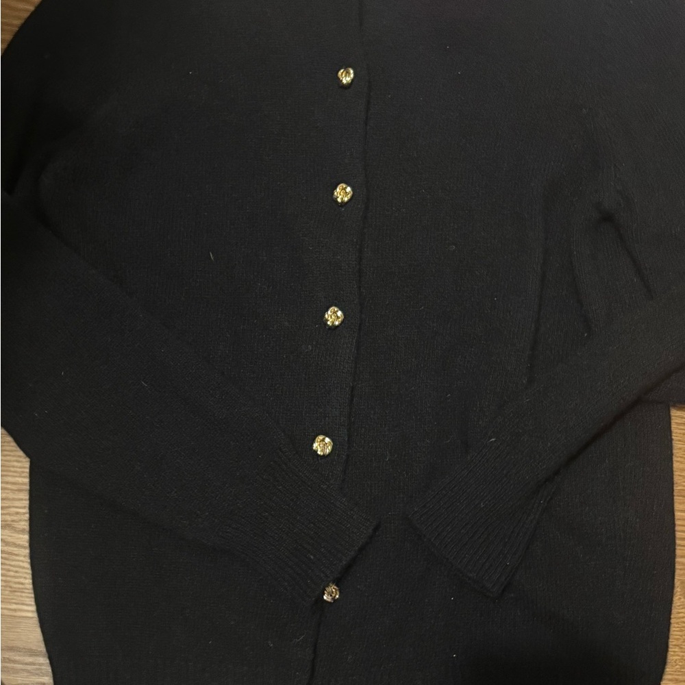 Vintage Neiman Marcus Black Cardigan with Gold Buttons